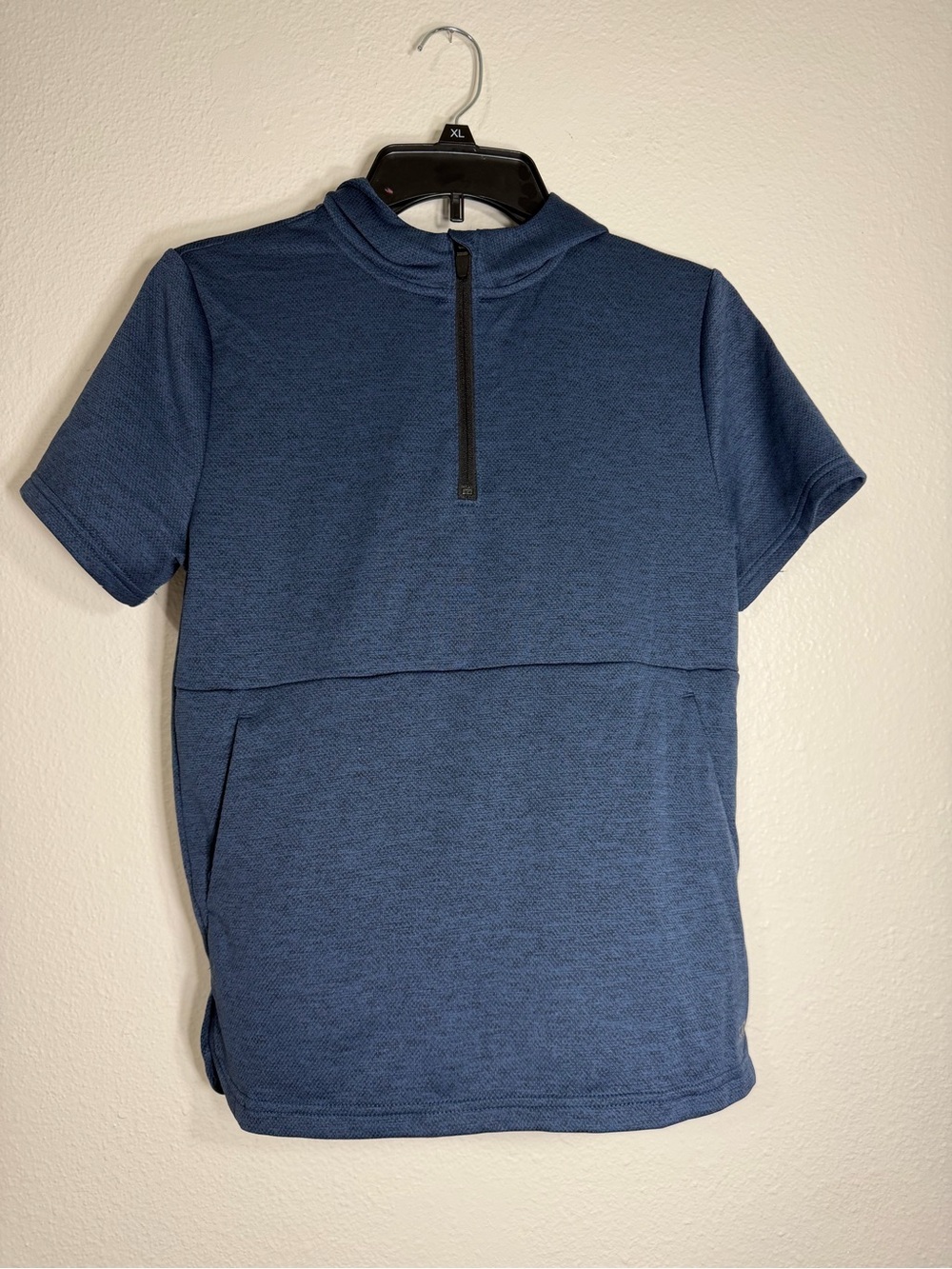 Women’s Short Sleeve Half-Zip Hoodie - Blue